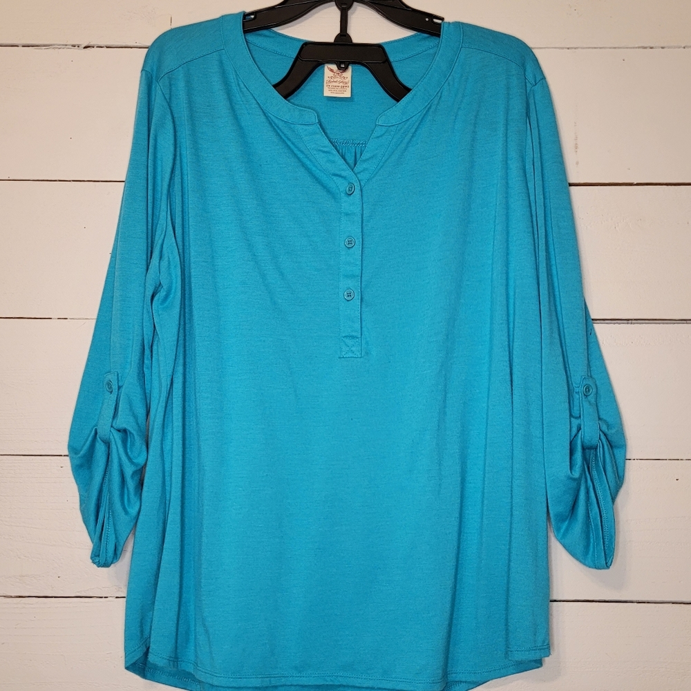 Faded Glory 3/4 sleeve, half button down, 2X